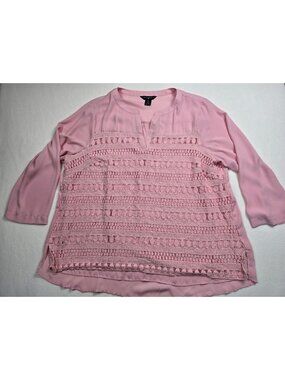 Investments 3X Pink Blouse Crochet Lace